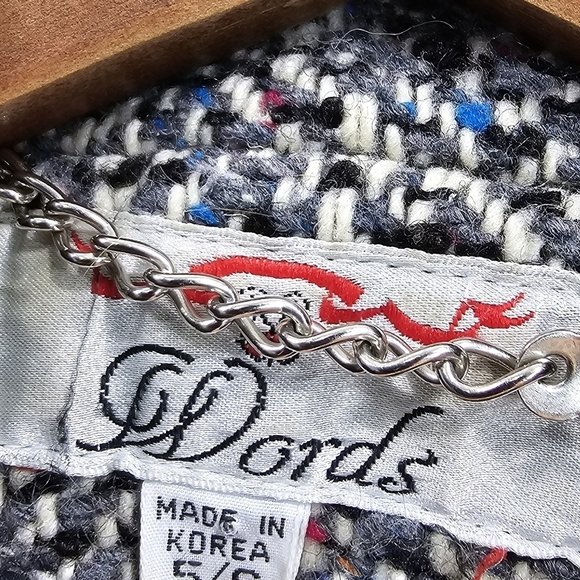 Vintage Coat Womens 1X Gray Wool Tweed Words 80s 90s Pleated Slouchy Korea - Picture 3 of 14